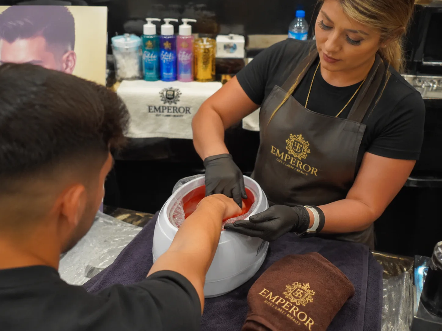 Hand paraffin treatment in Texas salon