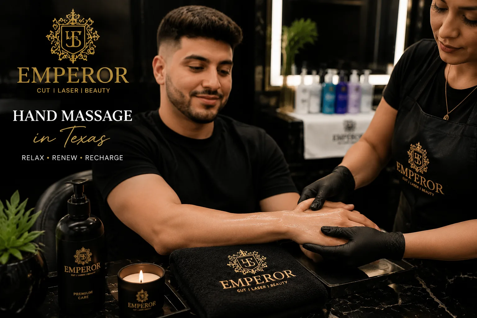 Professional hand massage in Texas salon