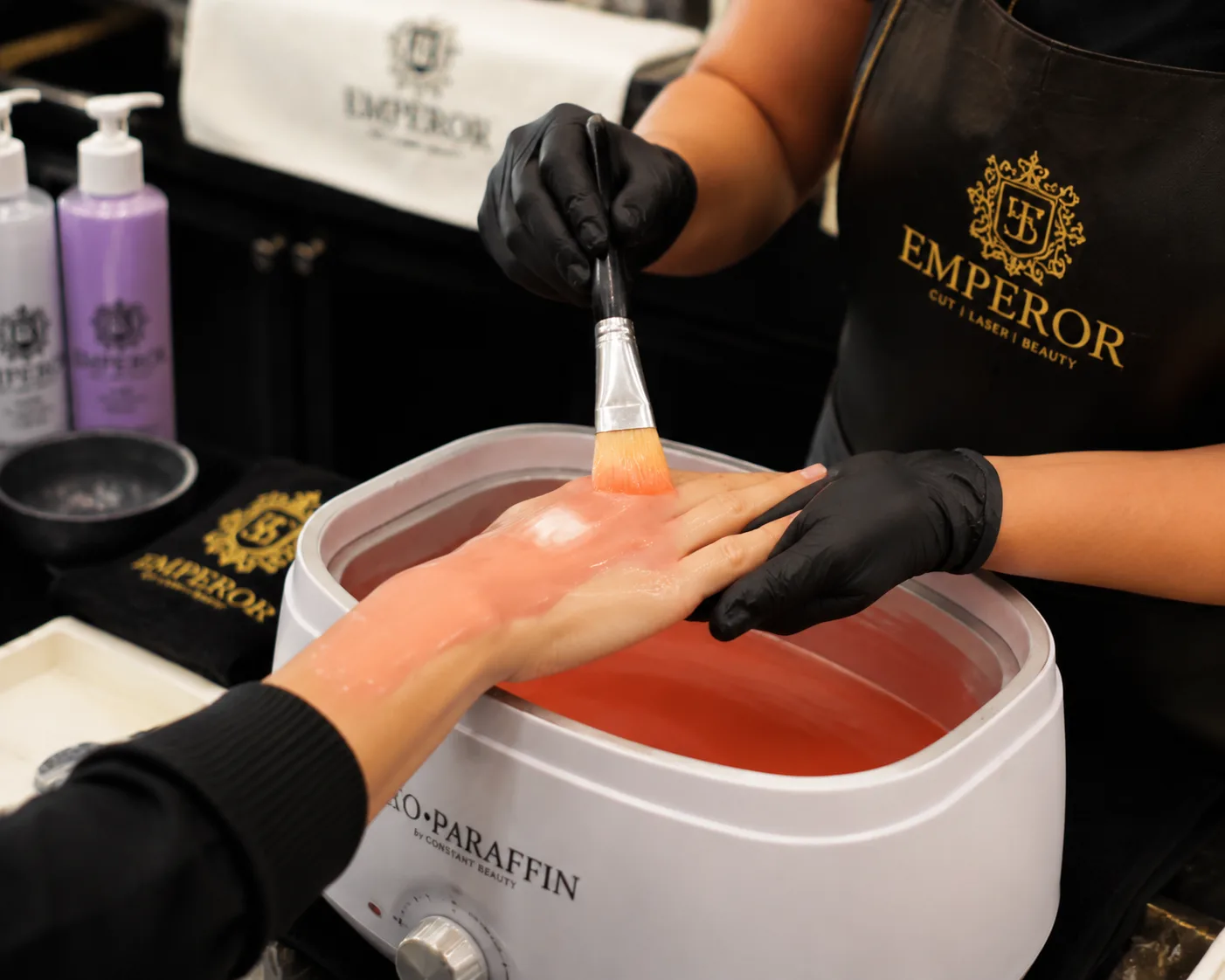 warm paraffin wax hand treatment