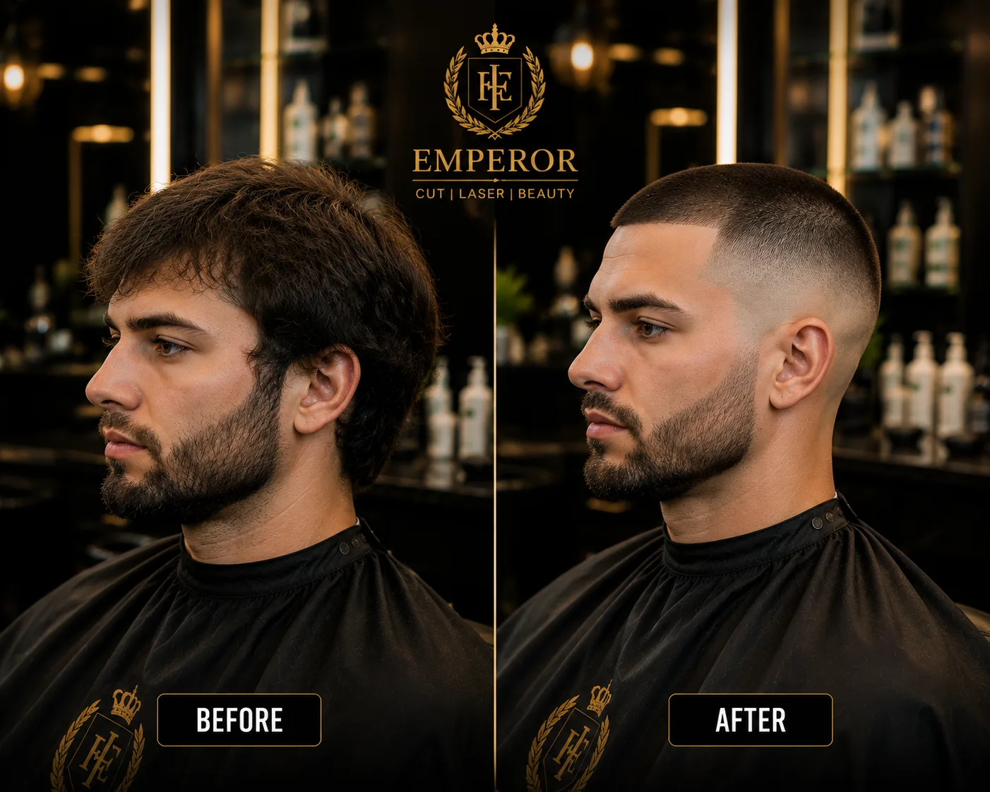 Buzz cut transformation by professional barber