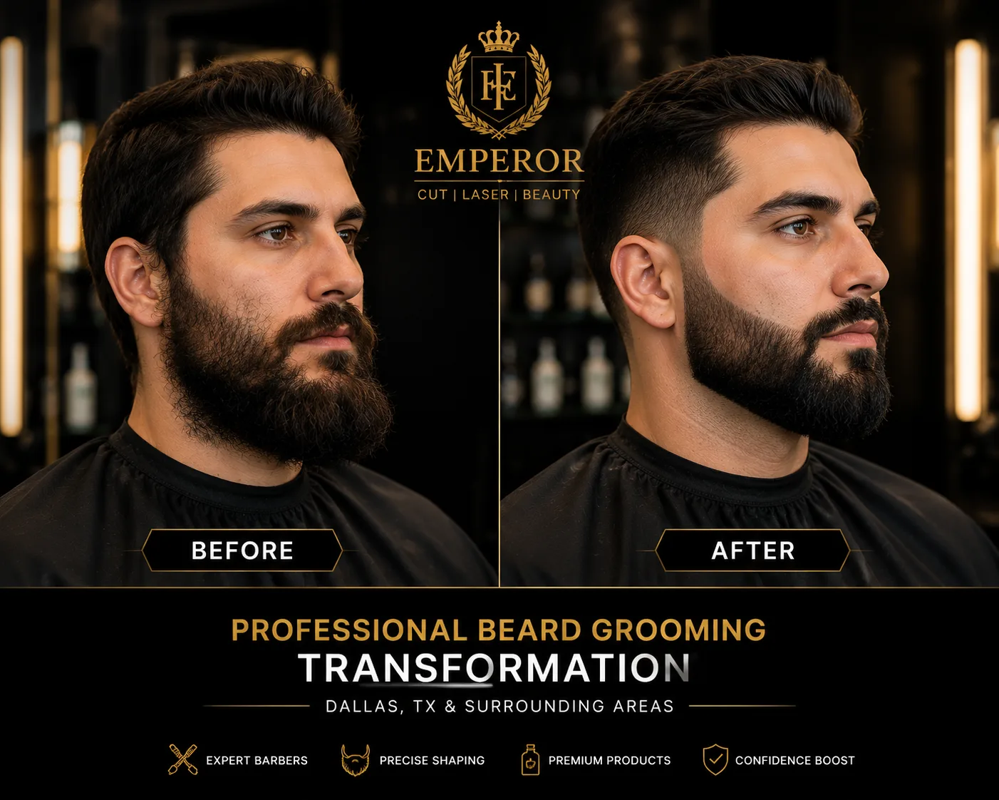 Men's beard grooming transformation Texas